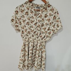J for Justify Cream Smocked Ruffled Dress